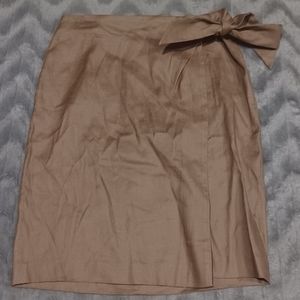 White House Black Market Womens Size 4 Brown Linen Blend True Wrap Pencil Skirt